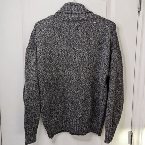 COPY - VINTAGE Cable knit heather grey turtleneck sweater medium @M - Picture 3 of 10